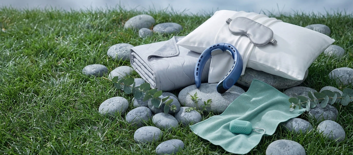 Seranzio cooling range: neck fans, cooling blankets and silk pillowcases