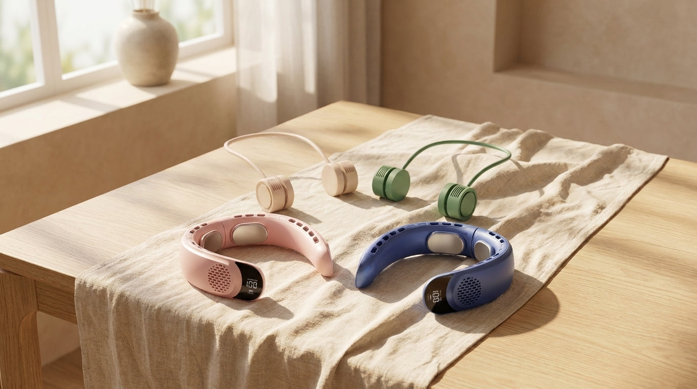 Seranzio wearable neck fans in several colours